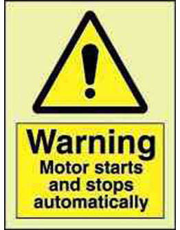 WARNING - MOTOR STARTS AND STOPS AUTOMATICALLY